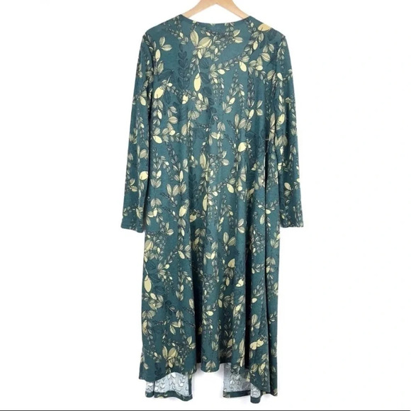LuLaRoe Sarah Green Floral Duster Long Cardigan - Picture 2 of 4